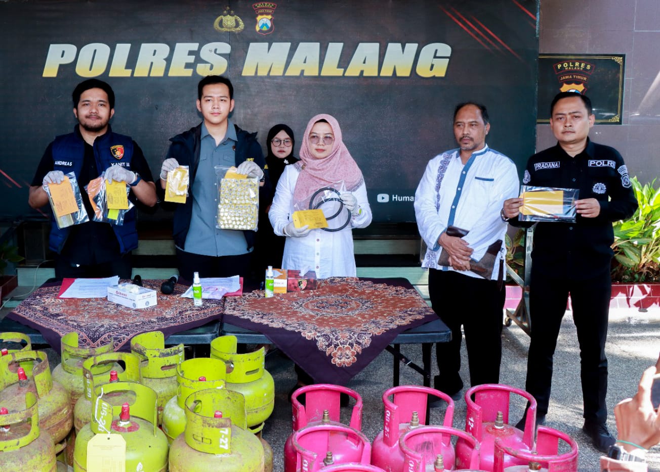 Polres Malang Bongkar Penyalahgunaan LPG 3 Kg, Disuntik ke Bright Gas untuk Dijual Berantai